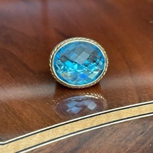 David Yurman London blue Sterling silver with 18 karat gold ring size 7